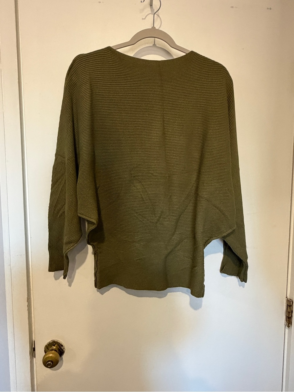 Olive Green Ribbed Crewneck Sweater